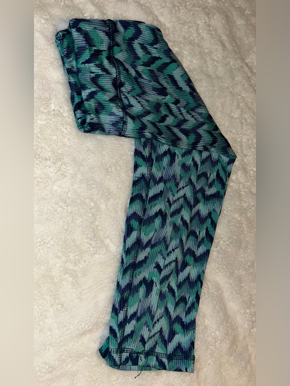 Crivit Sz S Patterned Active Leggings in Teal and Navy